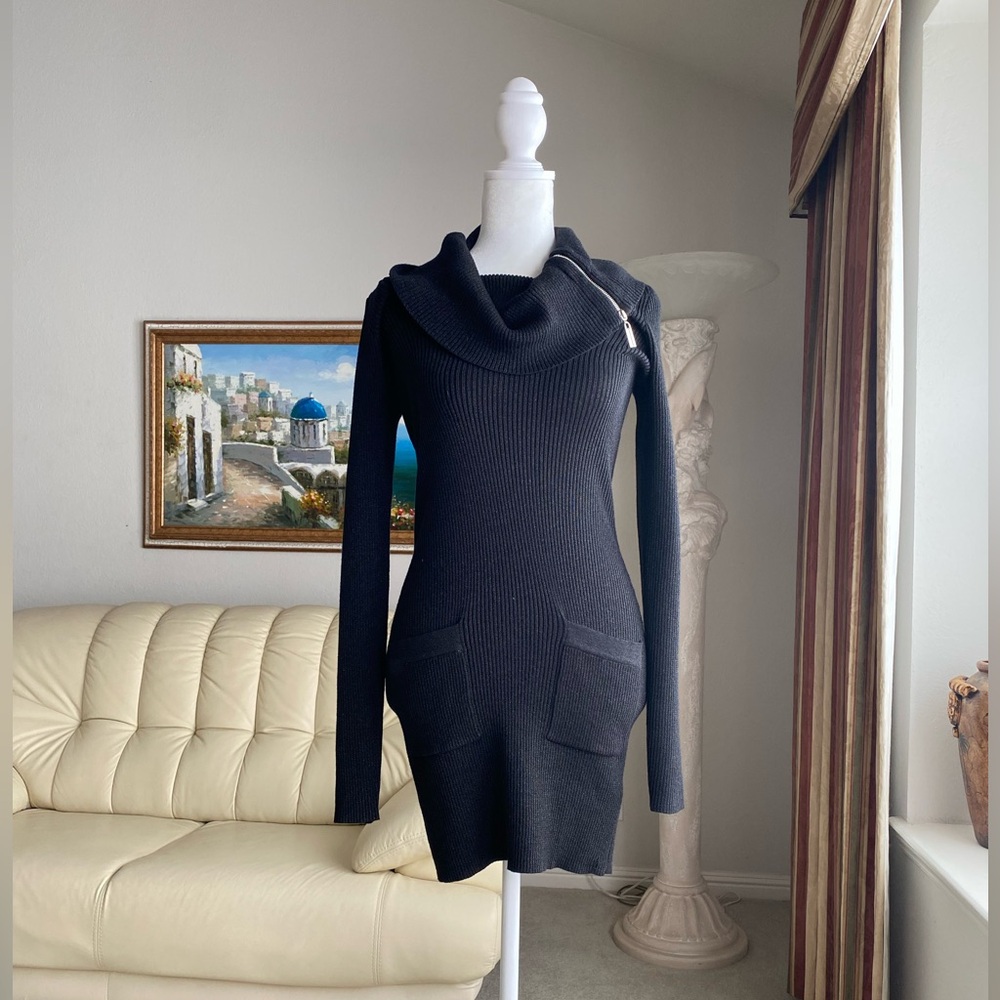 Zippered Cowl Neck dress/Tunic Sweater size S